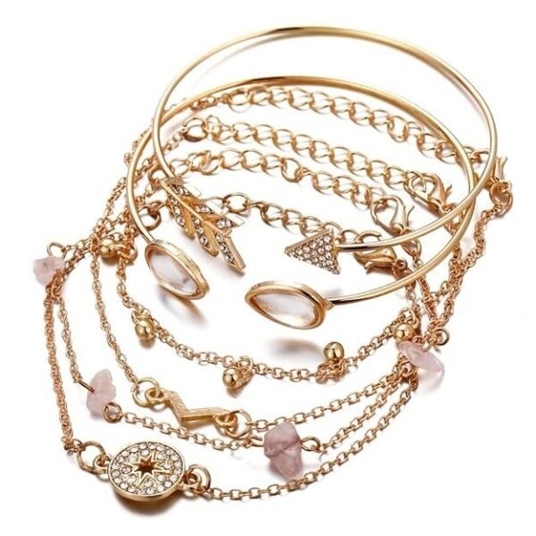 Latest Stylish Multilayer Gold Plated Bangle Bracelet for Women and Girls