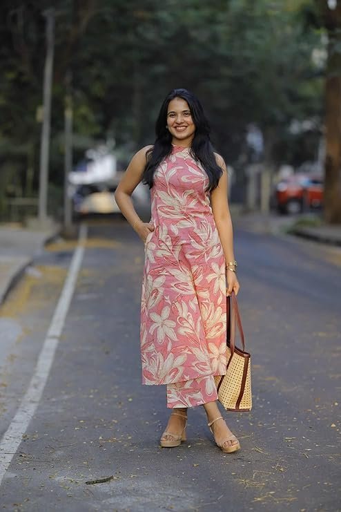 Women's Cotton Kurta Set for Women | A-Line Kurta with Pant | - Image 2